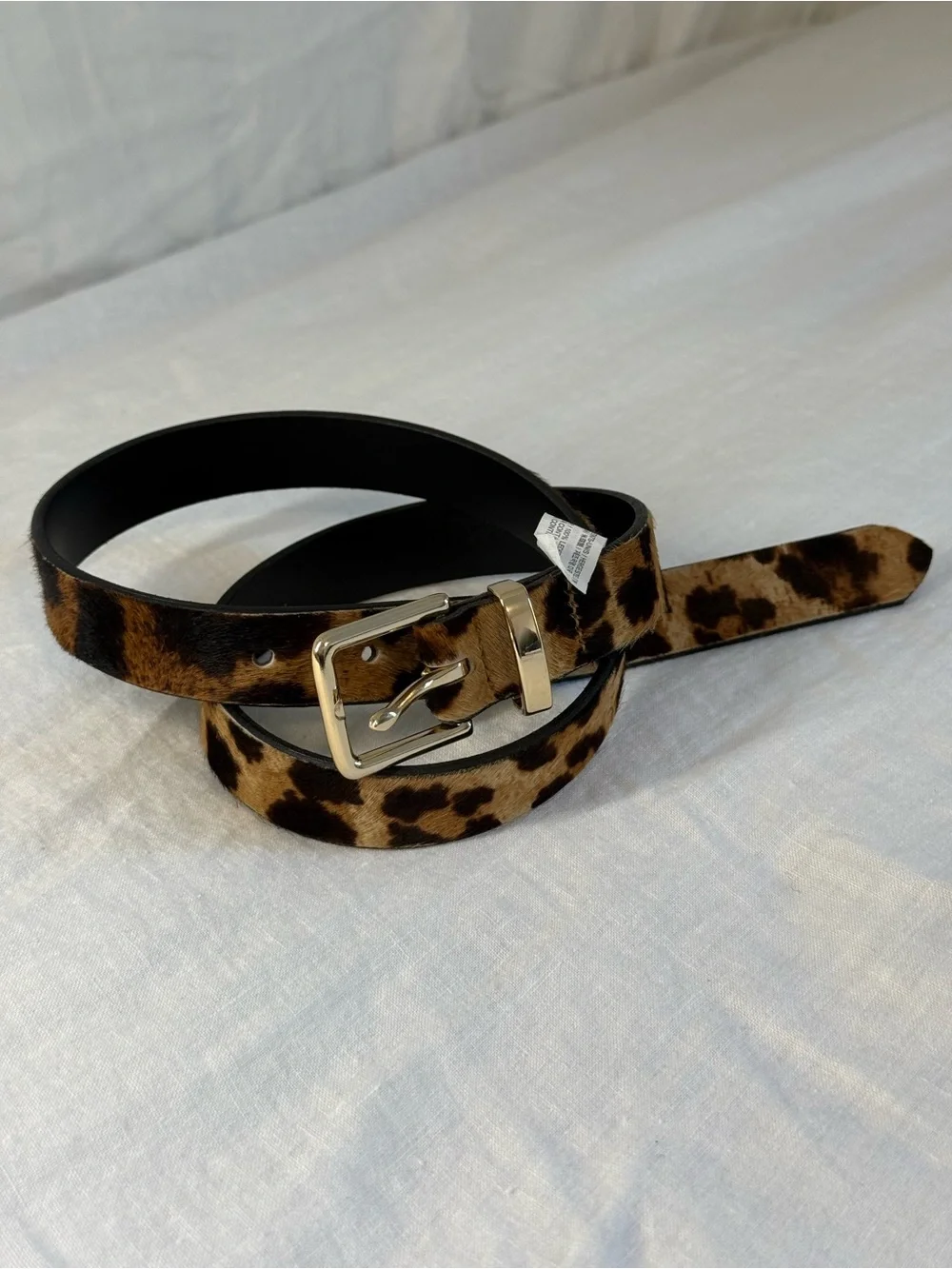 J. Crew Leopard Calf Hair Leather Belt E2335 - Picture 1 of 13